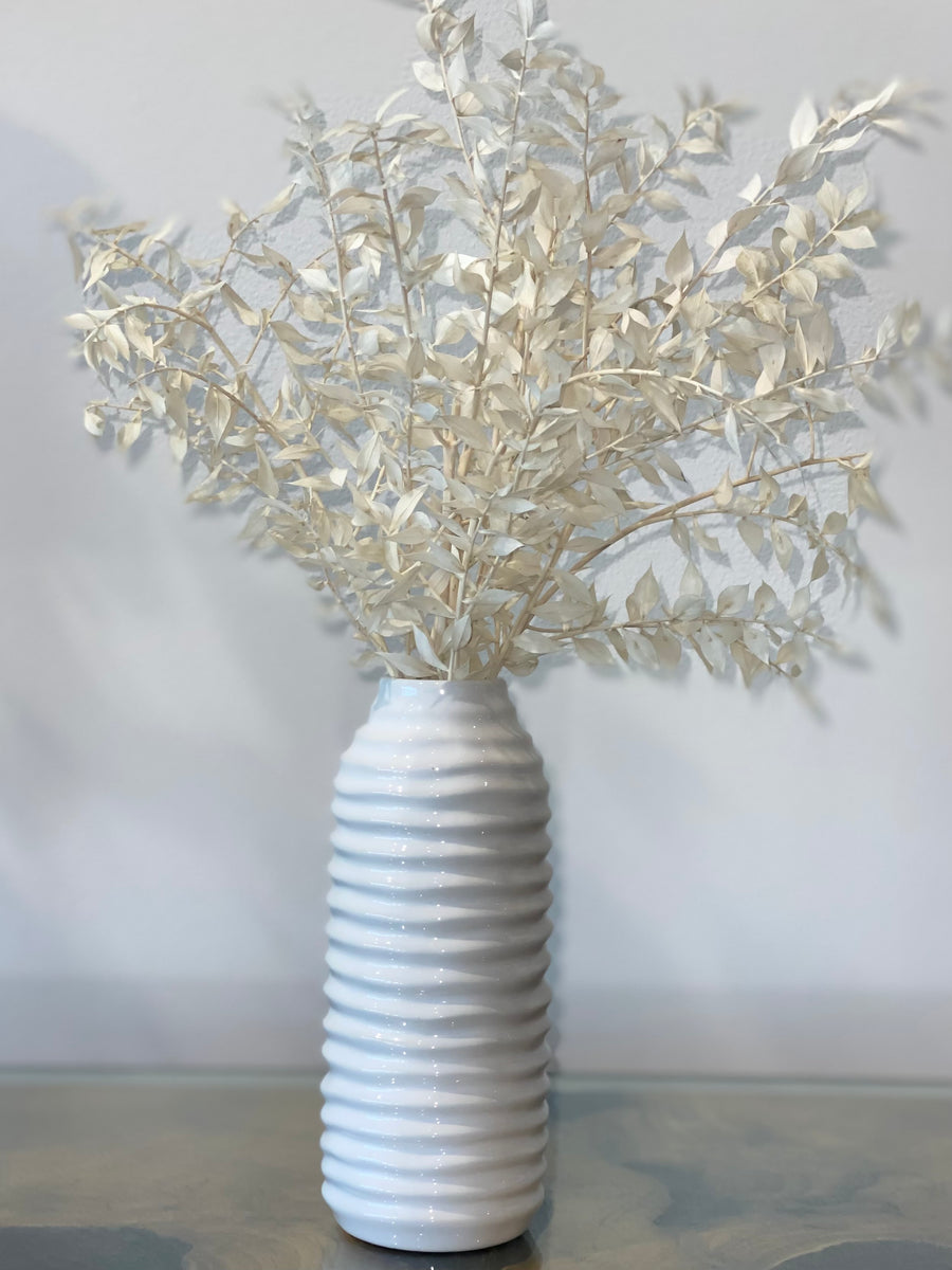White Rippled Vase